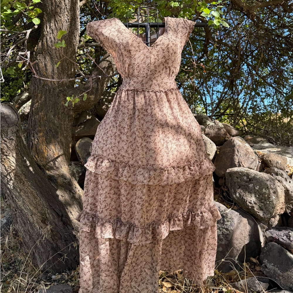 Elegant Brown Floral Dress